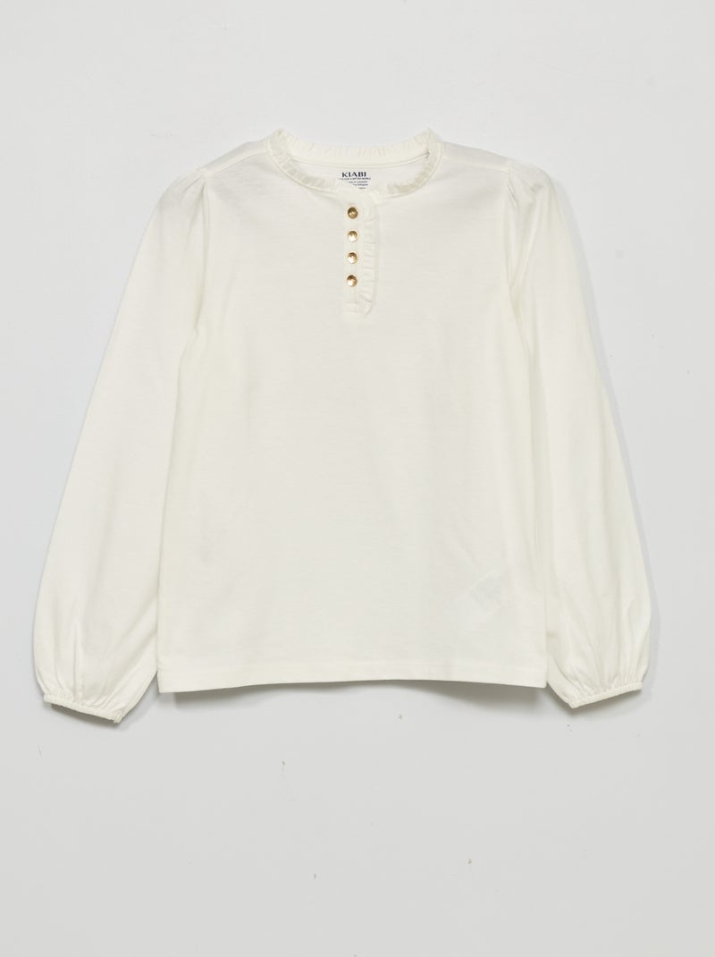 T-shirt van jersey met lange mouw WIT - Kiabi
