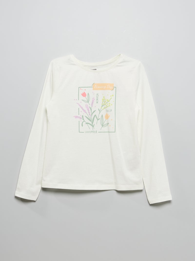 T-shirt van jersey met lange mouw WIT - Kiabi