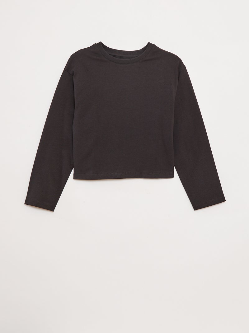 T-shirt van jersey met lange mouw Zwart - Kiabi