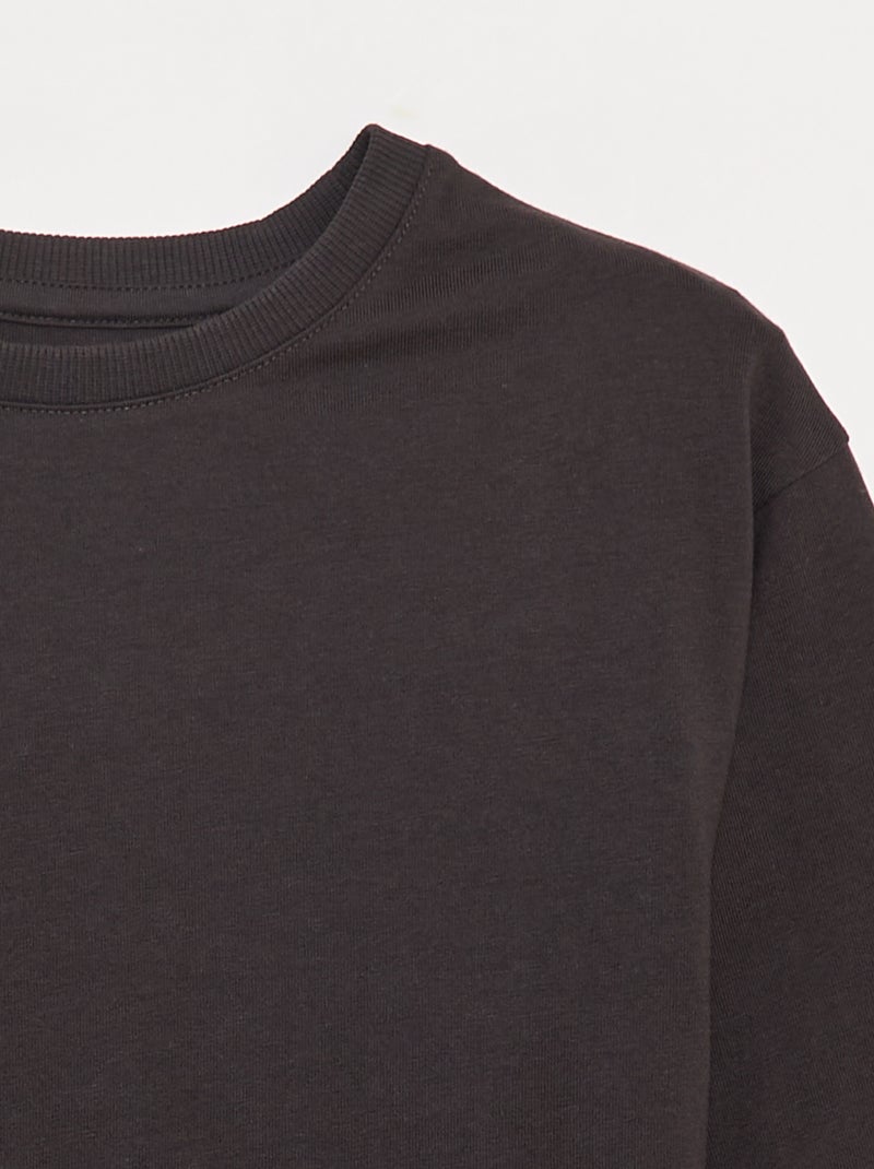 T-shirt van jersey met lange mouw Zwart - Kiabi