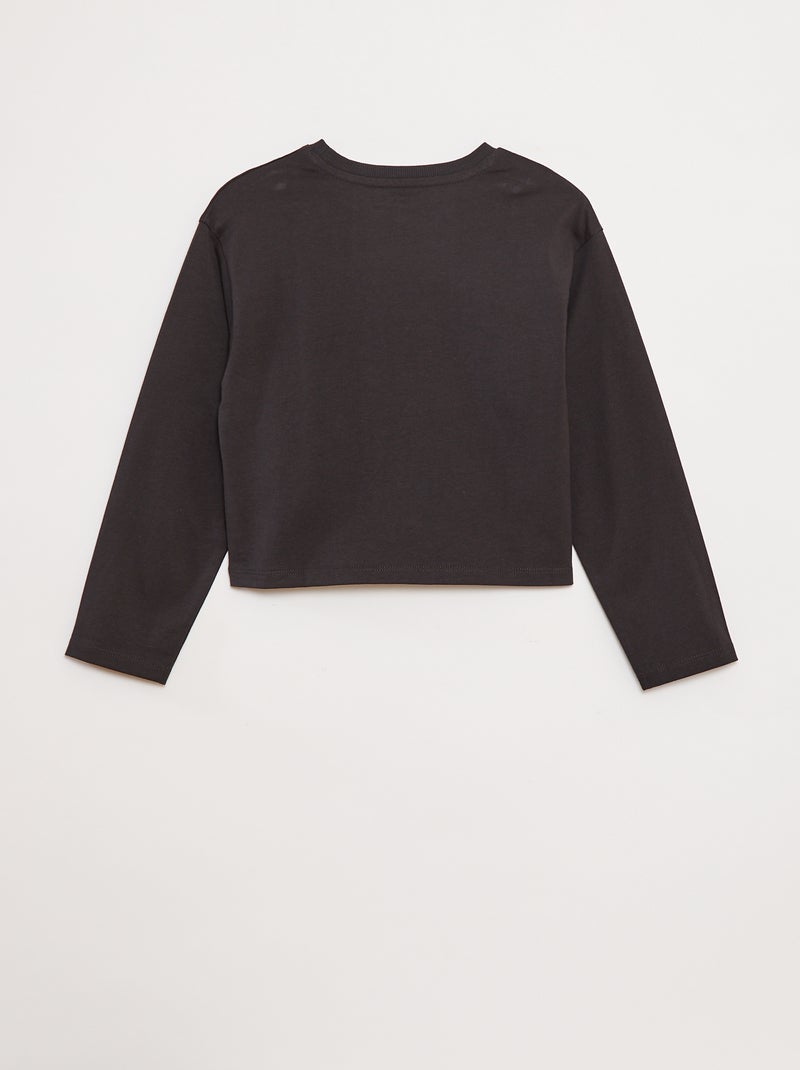 T-shirt van jersey met lange mouw Zwart - Kiabi