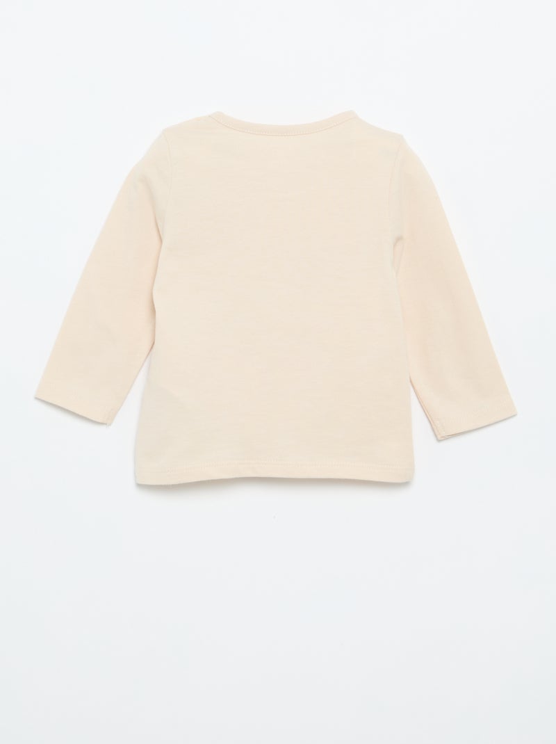T-shirt van jersey met lange mouwen Biege - Kiabi
