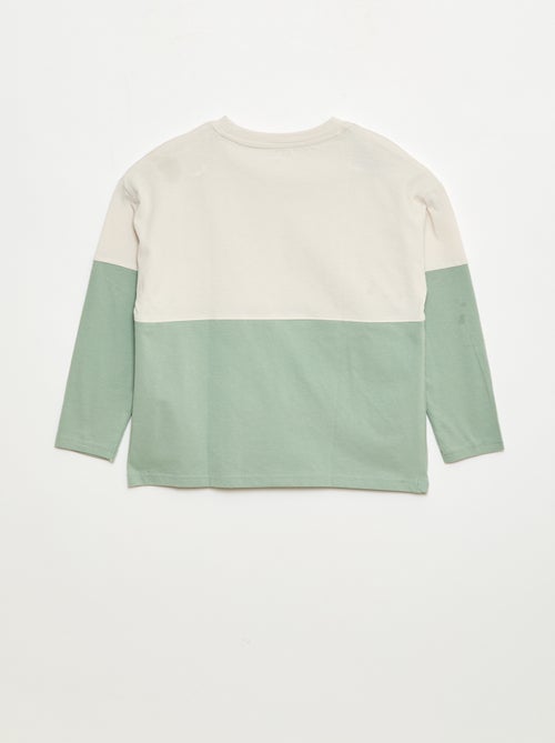 T-shirt van jersey met lange mouwen colorblock-effect - Kiabi