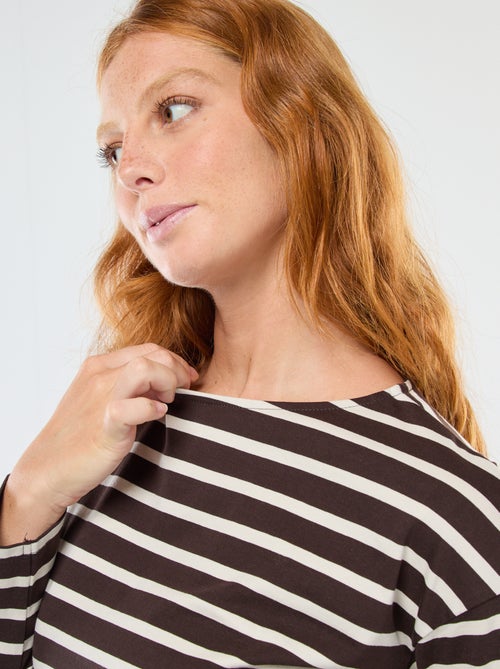 T-shirt van jersey met lange mouwen en gestreept motief - Kiabi