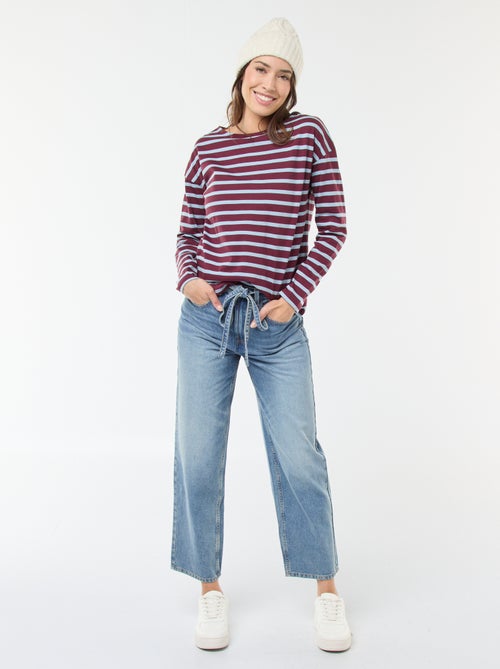 T-shirt van jersey met lange mouwen en gestreept motief - Kiabi