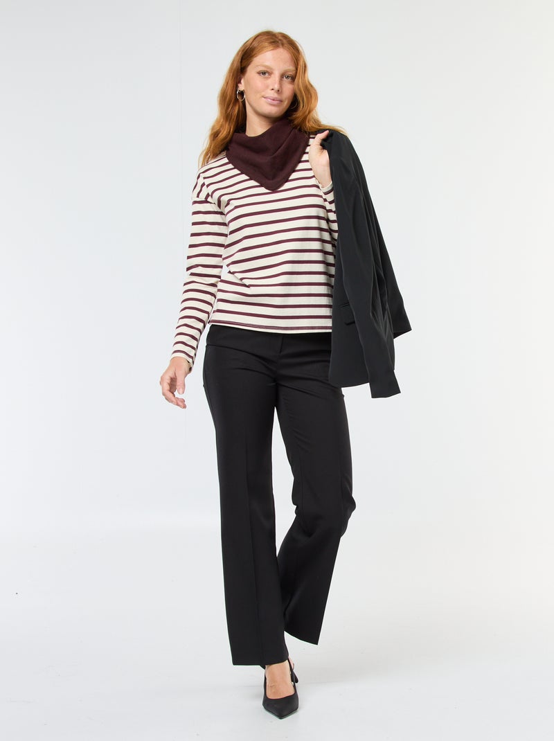 T-shirt van jersey met lange mouwen en gestreept motief Wit - Kiabi