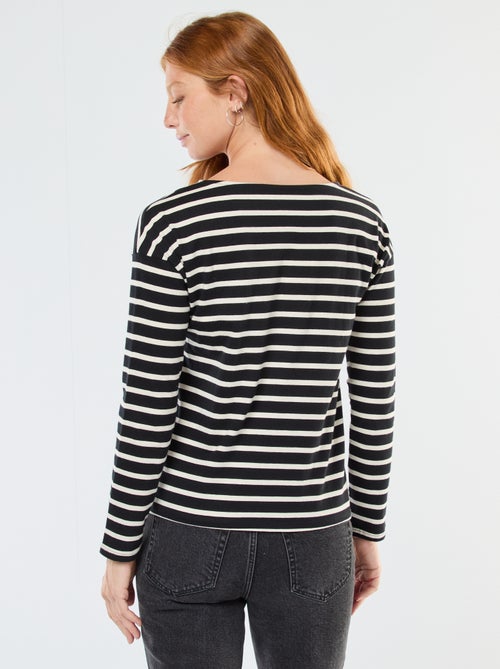 T-shirt van jersey met lange mouwen en gestreept motief - Kiabi