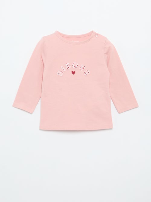 T-shirt van jersey met lange mouwen - Kiabi