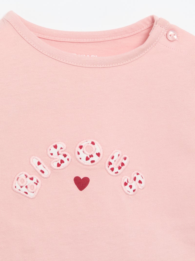T-shirt van jersey met lange mouwen Rose - Kiabi