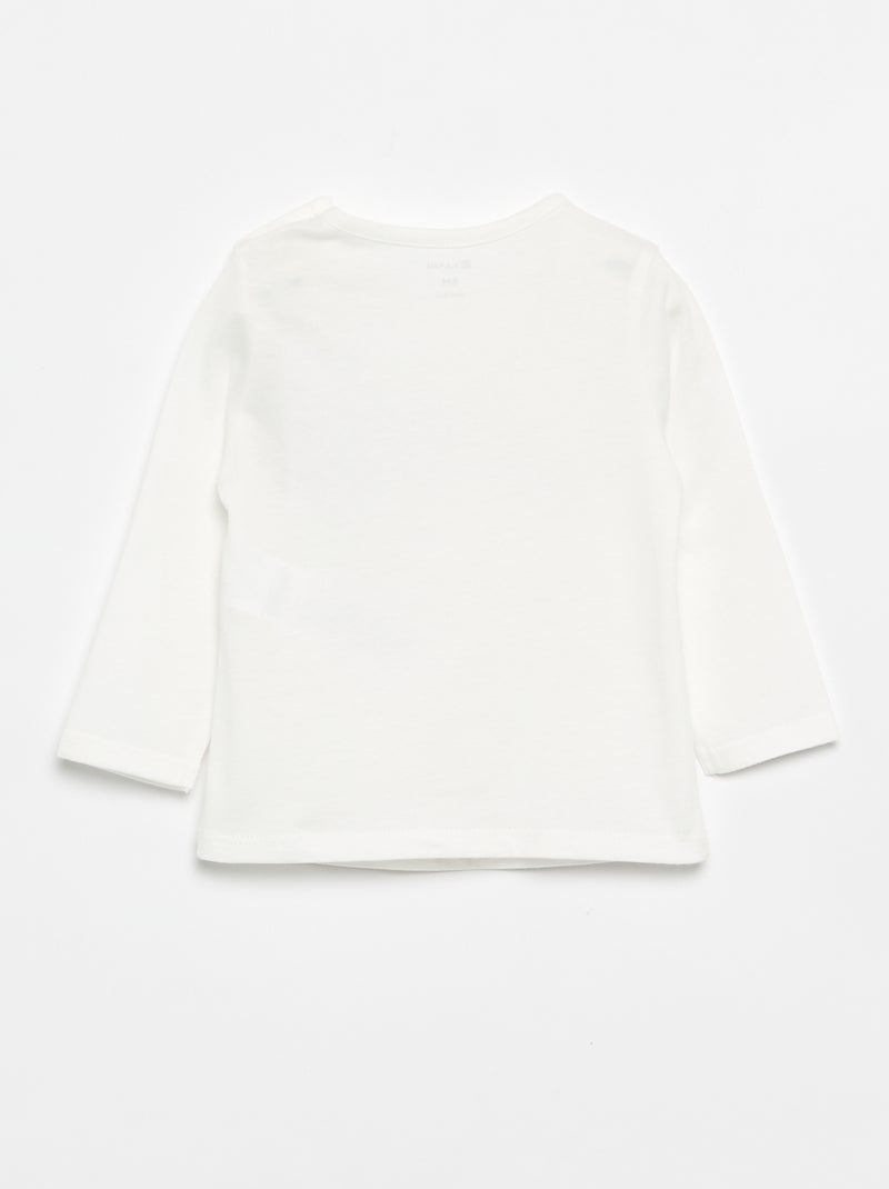 T-shirt van jersey met lange mouwen Wit - Kiabi