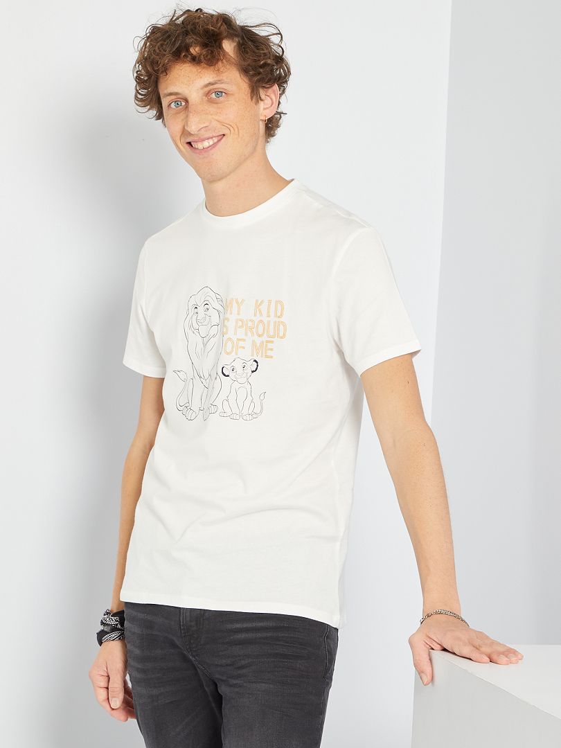 T-shirt van jersey met Leeuwenkoning-print WIT - Kiabi