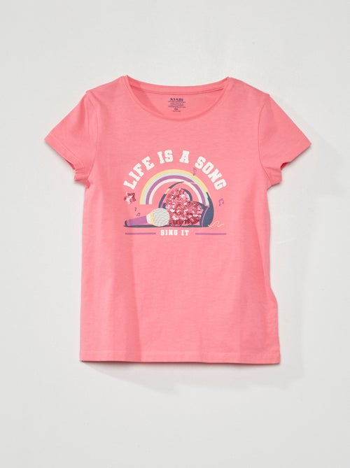 T-shirt van jersey met ludieke print - Kiabi