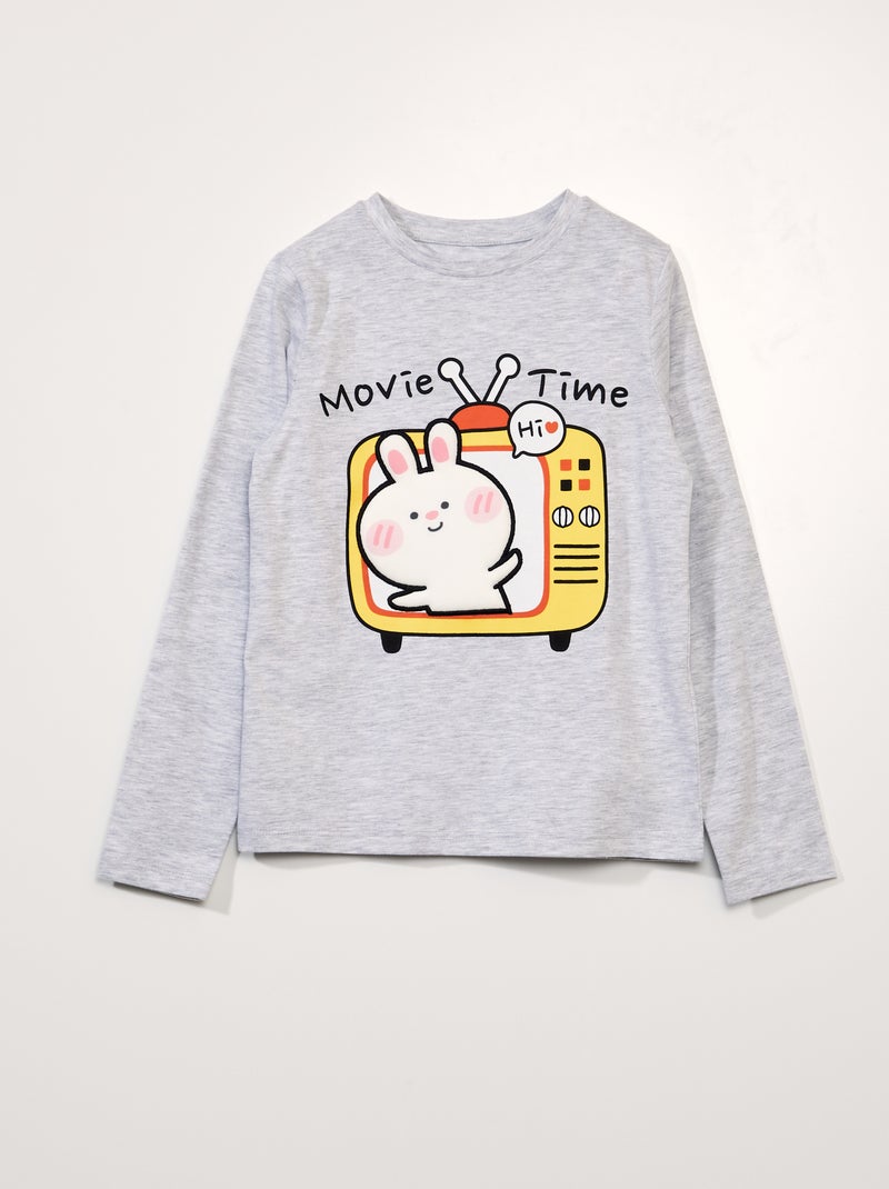 T-shirt van jersey met mangaprint GRIJS - Kiabi