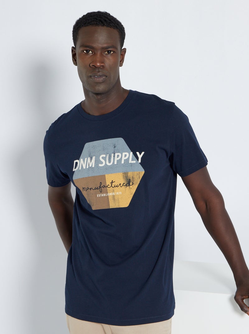 T-shirt van jersey met opdruk 'Produkt' BLAUW - Kiabi