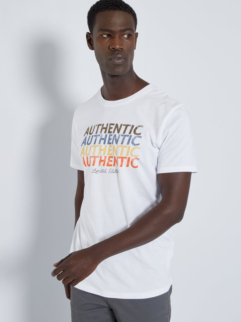 T-shirt van jersey met opdruk 'Produkt' wit - Kiabi