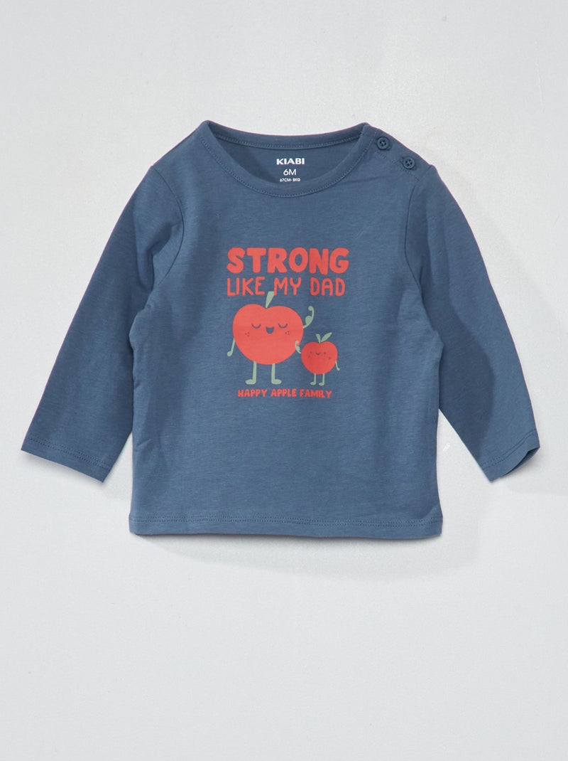 T-shirt van jersey met print BLAUW - Kiabi