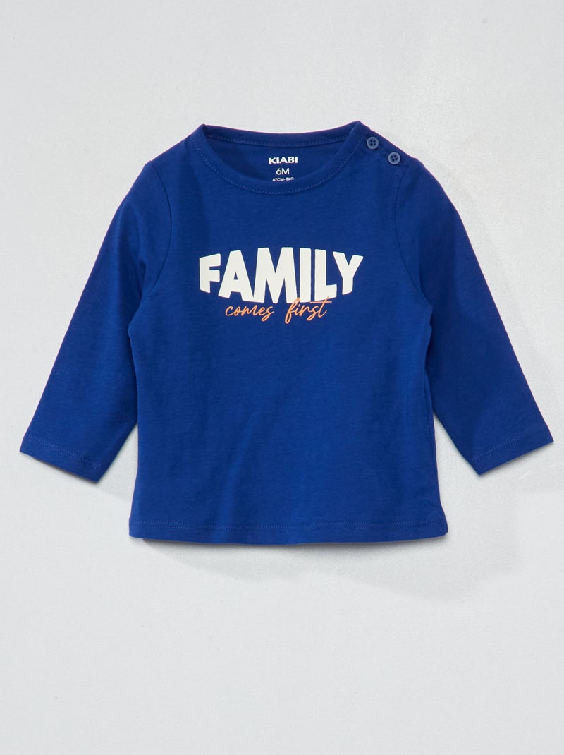 T-shirt van jersey met print BLAUW - Kiabi