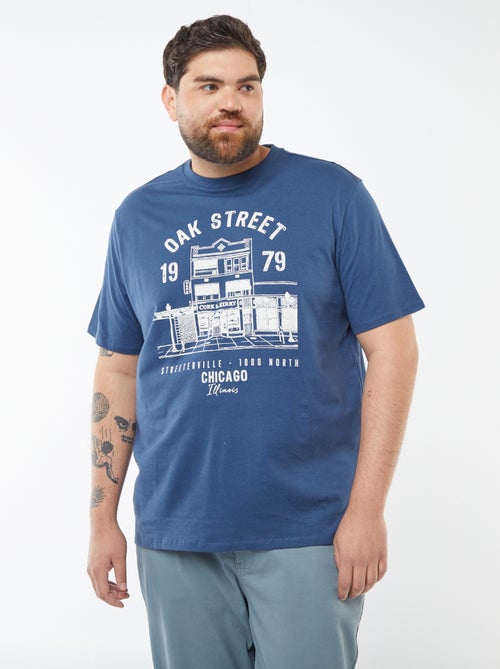 T-shirt van jersey met print en korte mouw - Kiabi