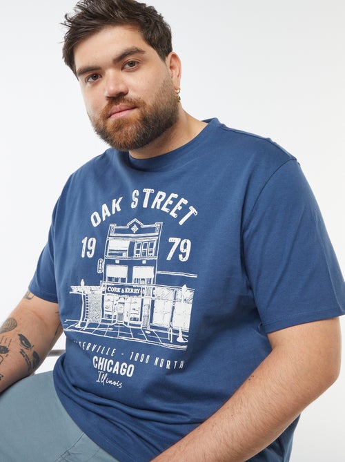 T-shirt van jersey met print en korte mouw - Kiabi