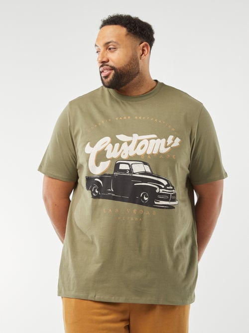 T-shirt van jersey met print en korte mouw - Kiabi