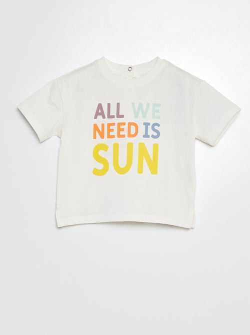 T-shirt van jersey met print en korte mouw - Kiabi