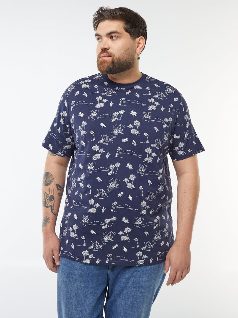 T-shirt van jersey met print en korte mouw ZWART - Kiabi