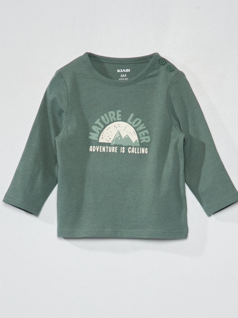T-shirt van jersey met print GROEN - Kiabi