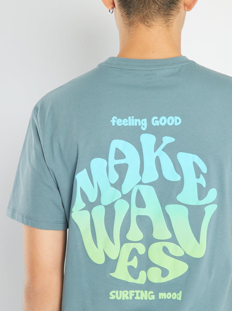 T-shirt van jersey met print op de rug BLAUW - Kiabi