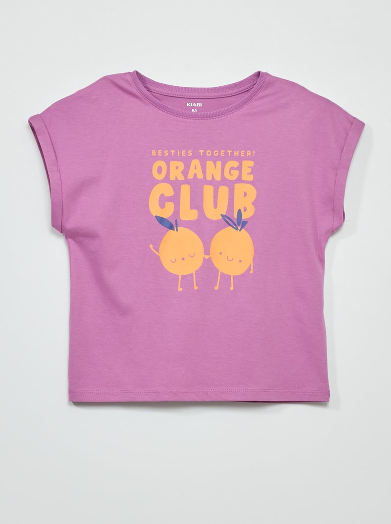 T-shirt van jersey met print PAARS - Kiabi
