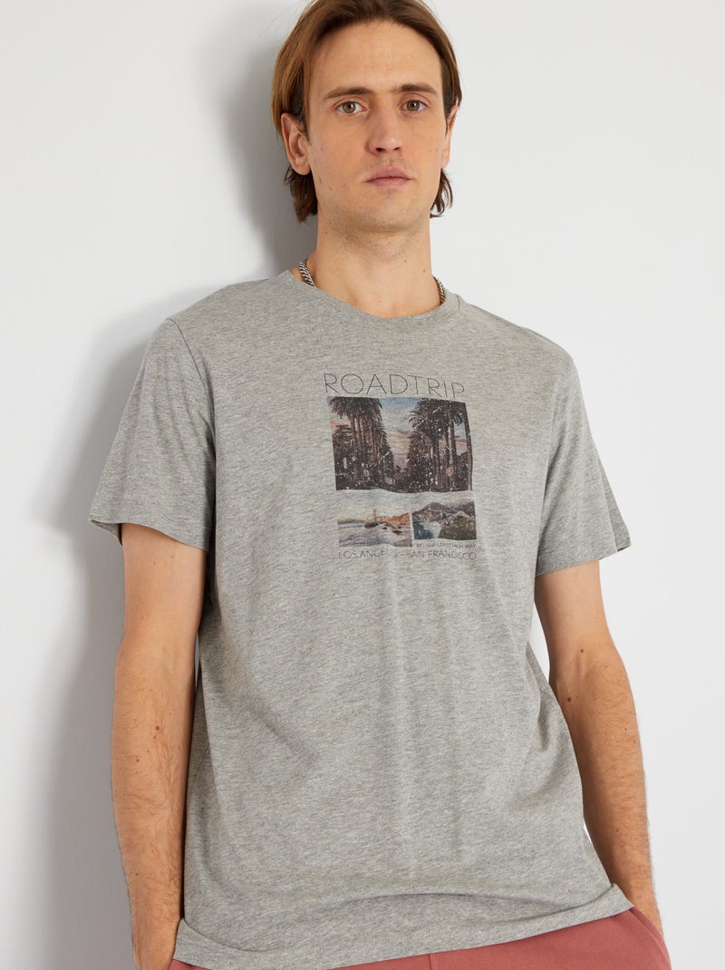 T-shirt van jersey met print 'Produkt' grijs - Kiabi