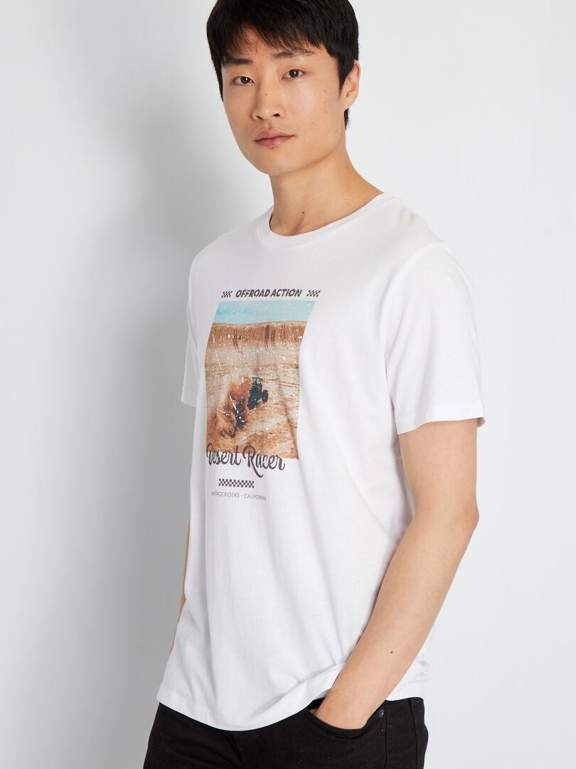 T-shirt van jersey met print 'Produkt' wit - Kiabi