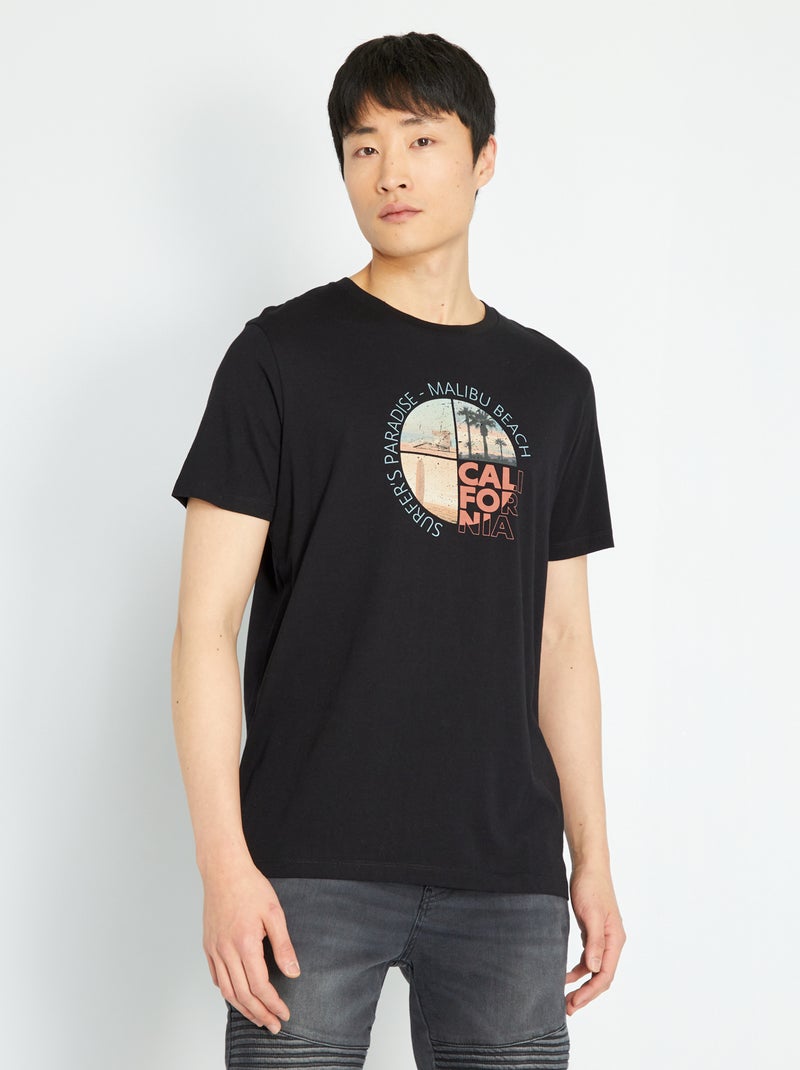 T-shirt van jersey met print 'Produkt' zwart - Kiabi