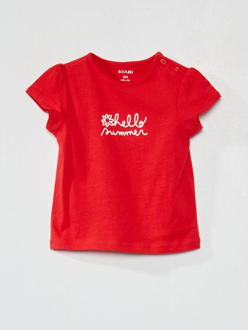 T-shirt van jersey met print ROOD - Kiabi