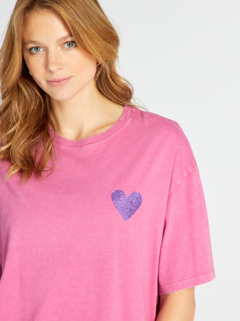 T-shirt van jersey met print ROSE - Kiabi