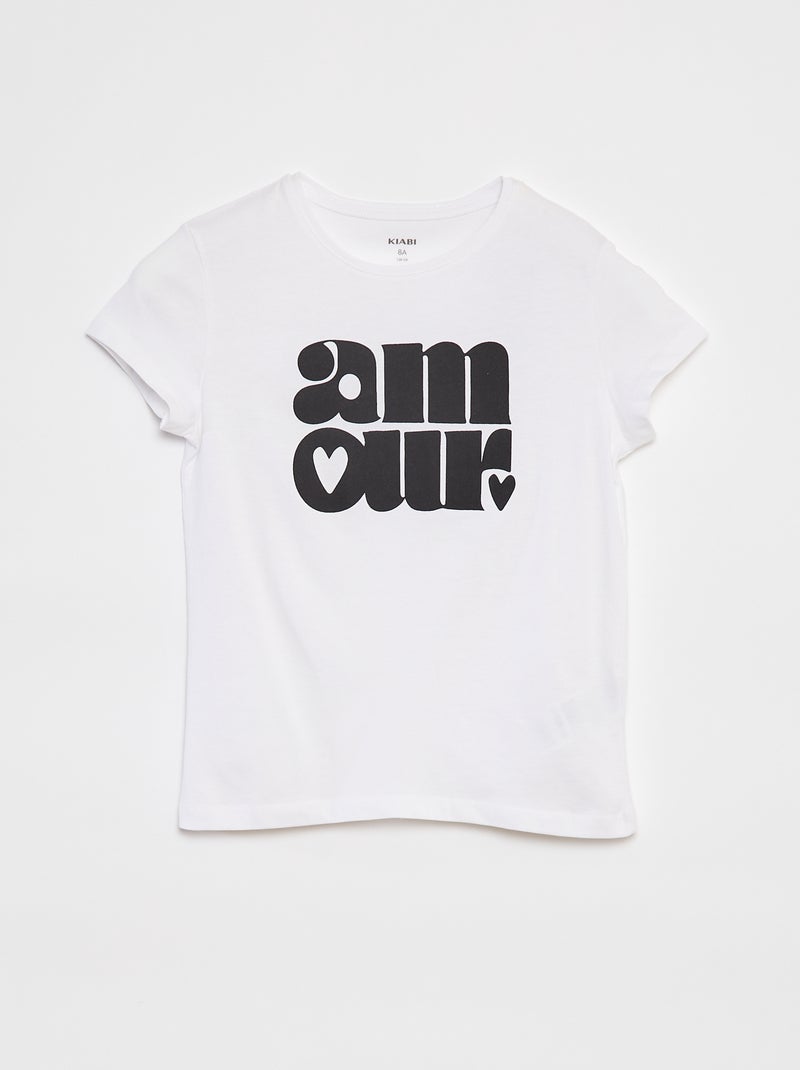 T-shirt van jersey met print WIT - Kiabi