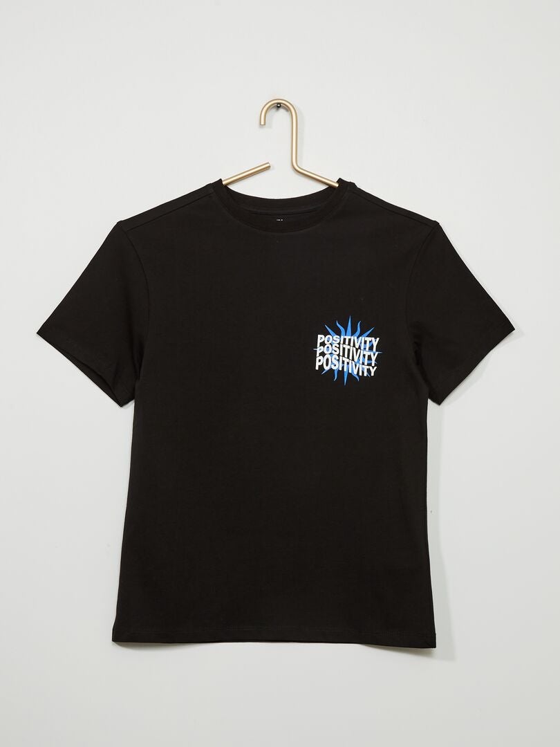 T-shirt van jersey met print zwart - Kiabi