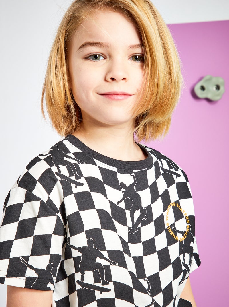 T-shirt van jersey met print ZWART - Kiabi