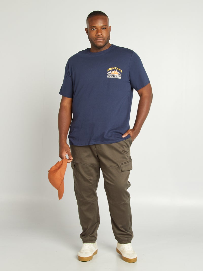 T-shirt van jersey met ronde hals BLAUW - Kiabi