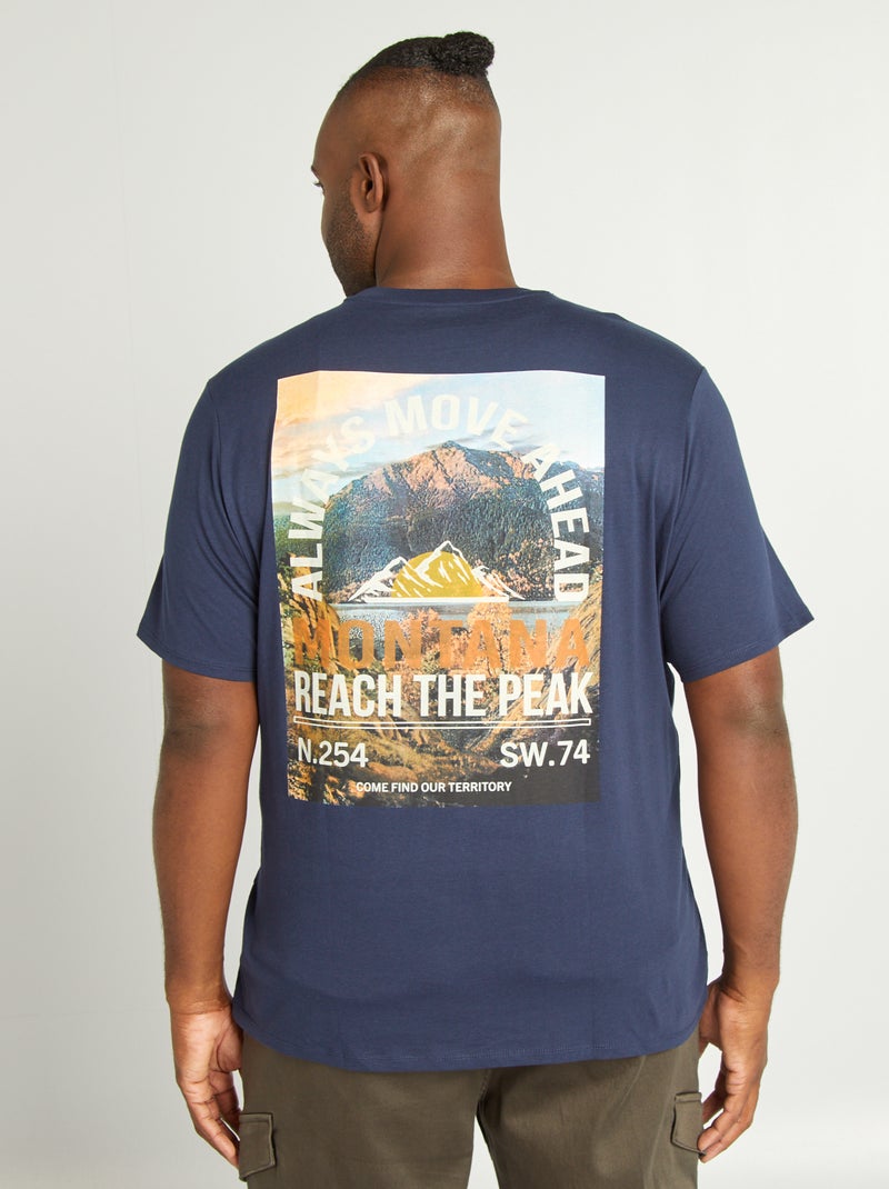 T-shirt van jersey met ronde hals BLAUW - Kiabi