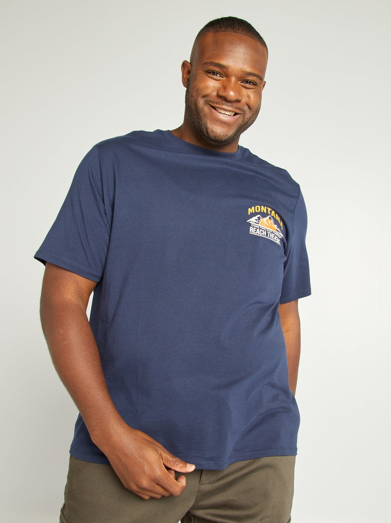 T-shirt van jersey met ronde hals BLAUW - Kiabi