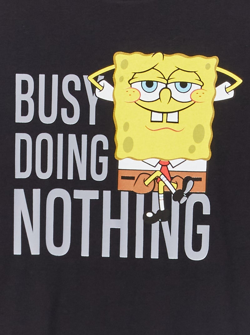T-shirt van jersey met SpongeBob-print zwart - Kiabi