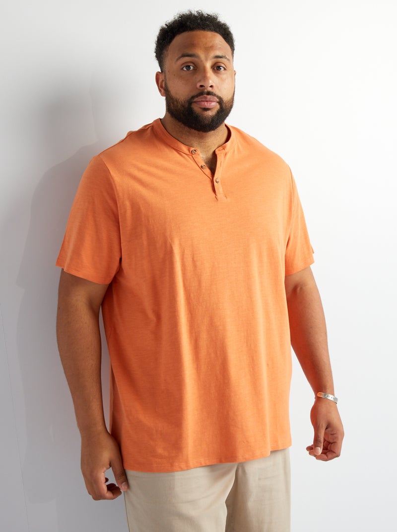 T-shirt van jersey met tuniekhals ORANJE - Kiabi