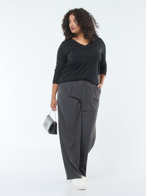 T-shirt van jersey met V-hals en korte mouw - Kiabi