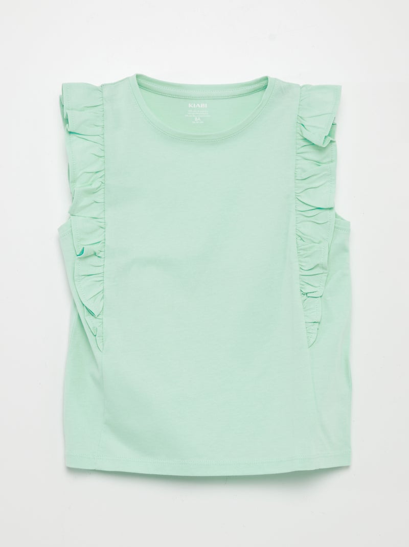 T-shirt van jersey met volants GROEN - Kiabi