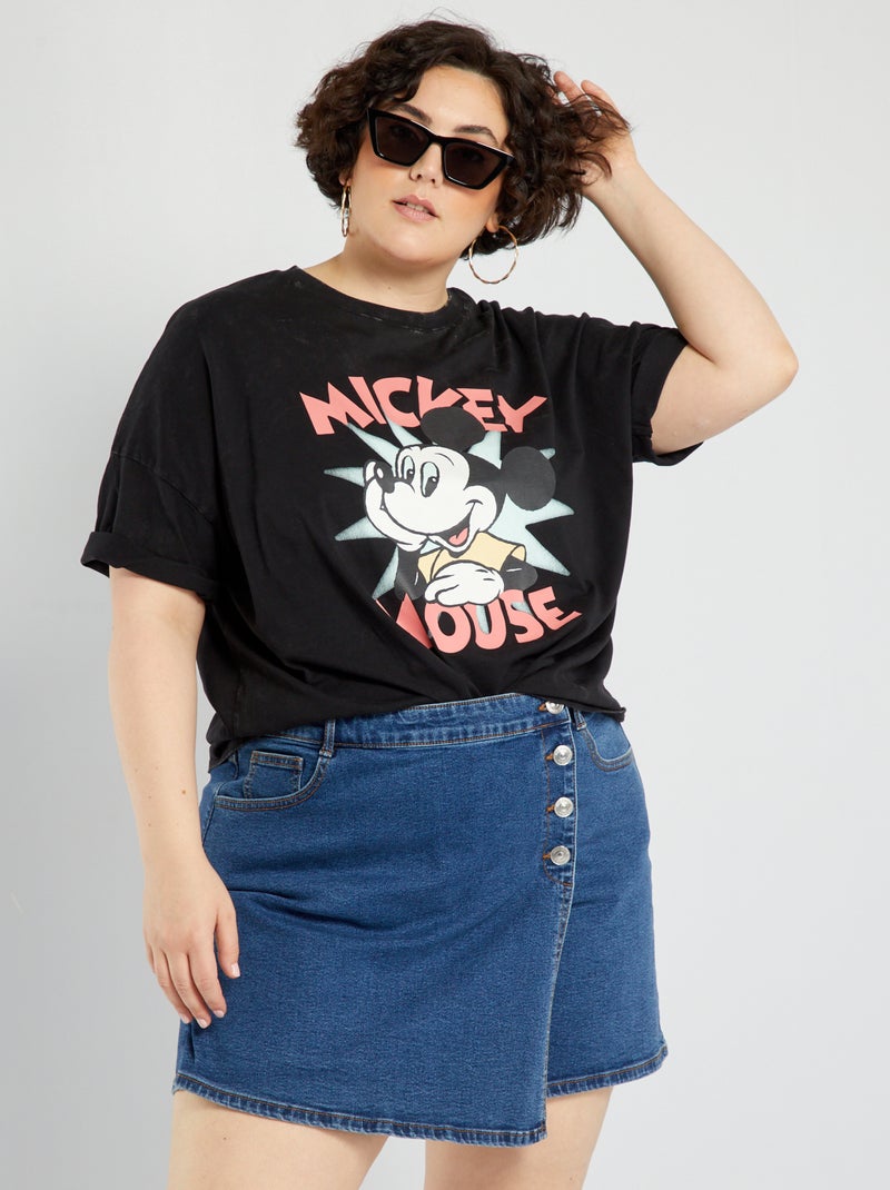 T-shirt van jersey 'Mickey' ZWART - Kiabi