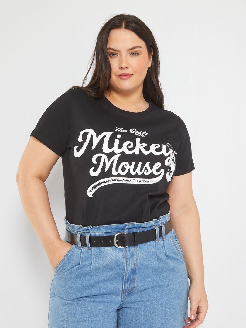 T-shirt van jersey 'Mickey' ZWART - Kiabi