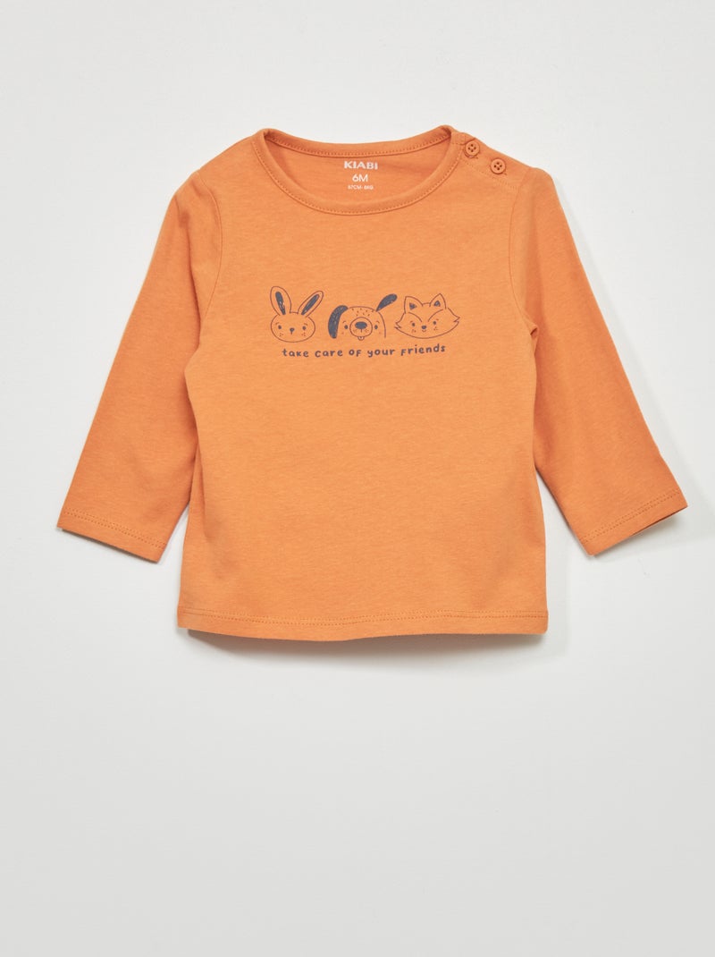 T-shirt van jersey ORANJE - Kiabi