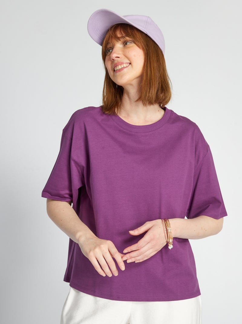 T-shirt van jersey paars - Kiabi
