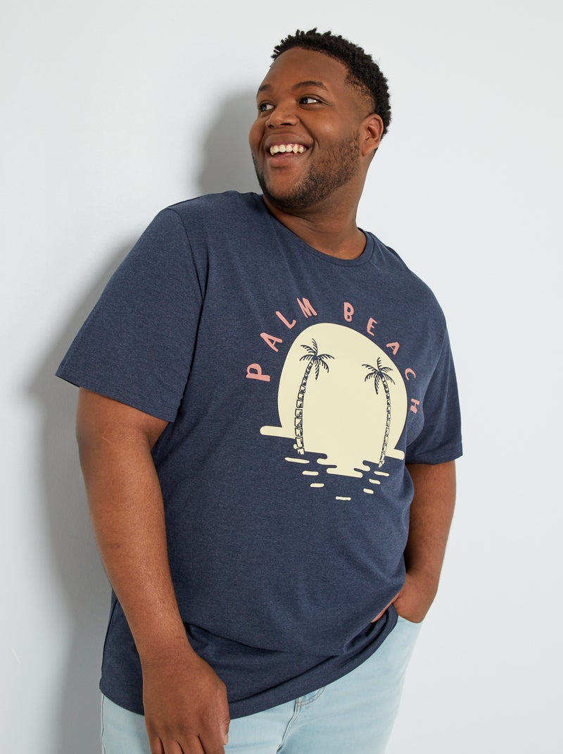 T-shirt van jersey 'Produkt' BLAUW - Kiabi