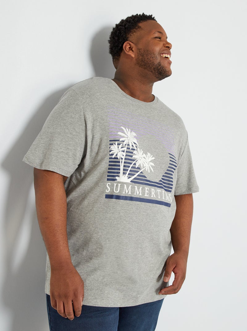 T-shirt van jersey 'Produkt' grijs - Kiabi